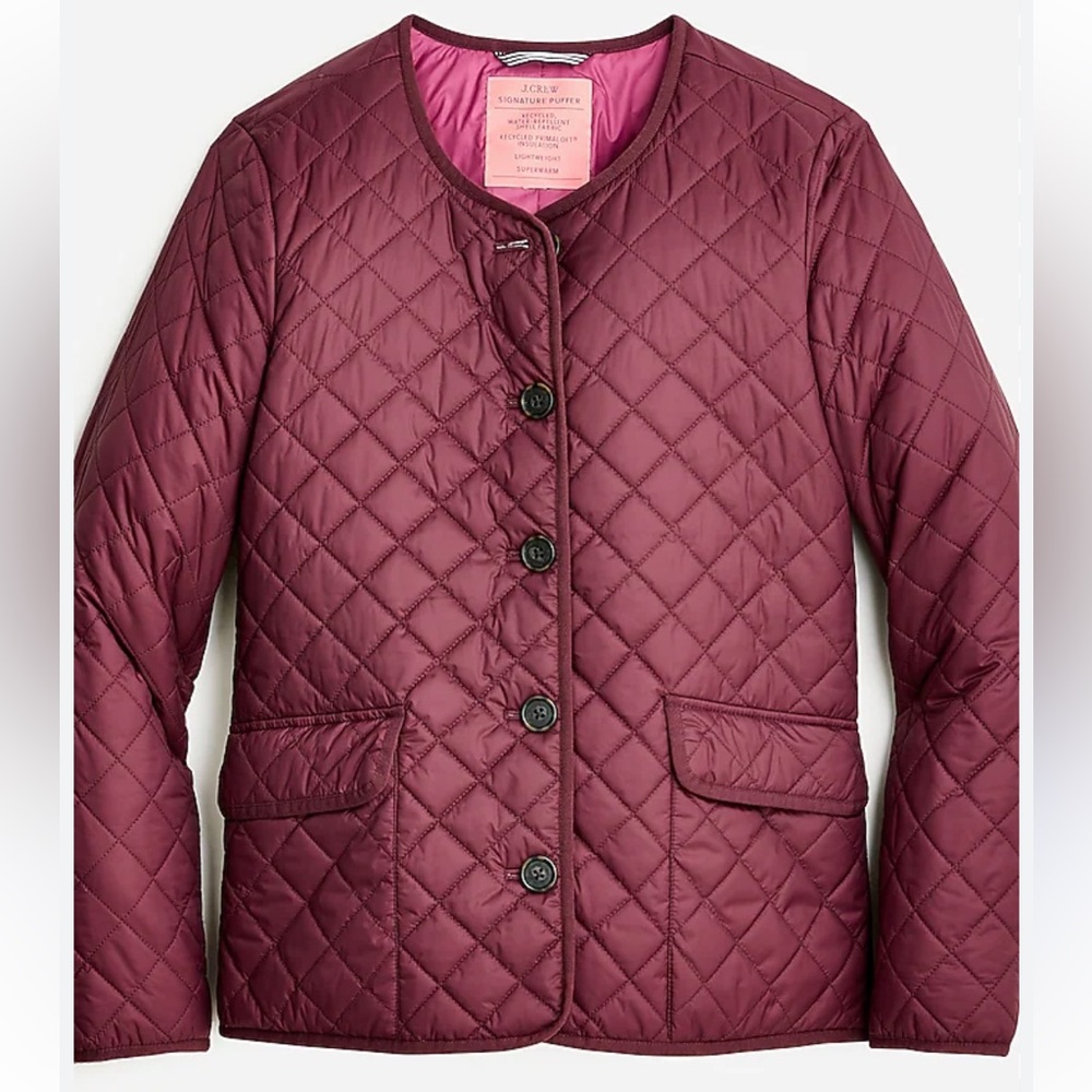J Crew Women’s Quilted Lightweight Lady Jacket In Burgundy Size 6 Coat Small S